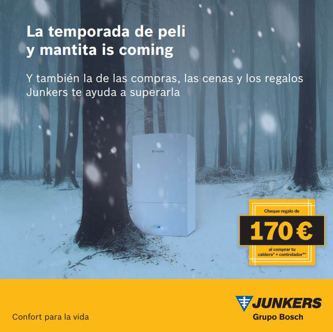 Junkers, calderas, promoción Navidad, cheque regalo, 170 euros, El Corte Inglés, instalador, caldera Cerapur, caldera, Cerapur