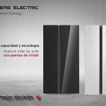 bloqueo de seguridad, display en puerta, Eas Electric, electrodomésticos de cocción, Frigoríficos Side by Side, frigoríficos tipo combi con puertas de cristal, iluminación interior, modo de enfriamiento y congelación rápidos, modo Vacaciones, refrigeración, Serie Cristal, Serie Crystal White y Crystal Black, side by side, Side by Side EMSS178GW, Side by Side EMSS178GW y EMSS178GN, Total No Frost