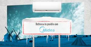 #AireAcondicionadoMidea, Facebook, Instagram, Midea pueblo, pueblo más caluroso de España, Twitter, vacaciones en el pueblo