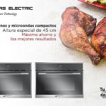 acabado en cristal negro, carriles desmontables, cocción envolvente, display con control electrónico táctil, EMV48DTN, función convección, funciones microondas, grill y función horno convección combinables, instalables en columna, microondas EMBV38DTN, microondas y hornos compactos, ocho modos de cocción, puerta desmontable con triple cristal reforzado, reloj electrónico programable, tirador metálico, ventilación forzada