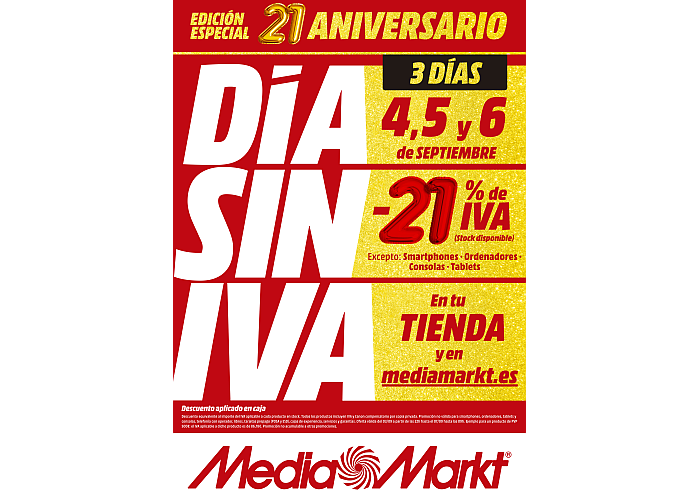 Este de semana vuelve el Día sin Iva de MediaMarkt - Sonitrón - Últimas noticias de electrodomésticos eficientes