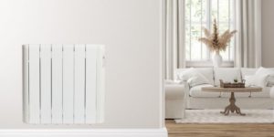 Scandinavian farmhouse living room interior, wall mockup