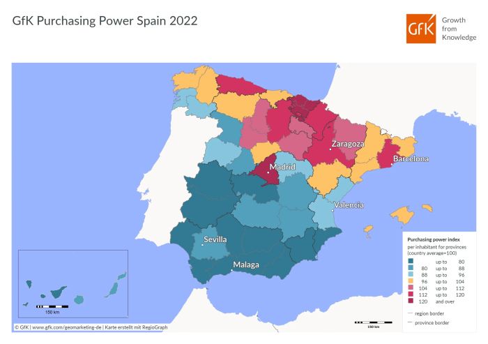 Mapa poder adquisitivo España