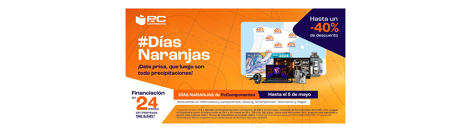 Los Días Naranjas de PcComponentes regresan con descuentos de hasta el 40%