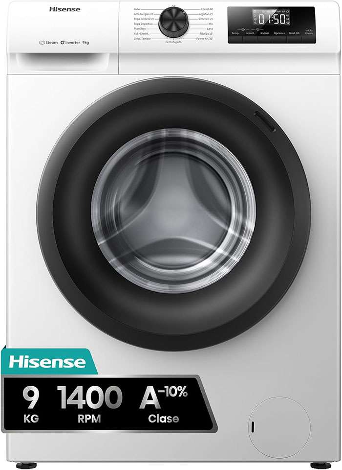 La Hisense WF1Q9041BW, entre las lavadoras más vendidas en Amazon.