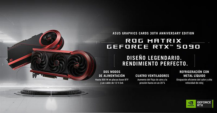 Asus anuncia la ROG Matrix GeForce RTX 5090 - Edición 30 Aniversario