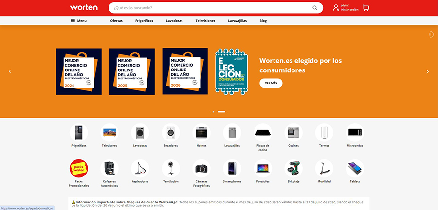 La tienda online de Worten echa el cierre en la España peninsular