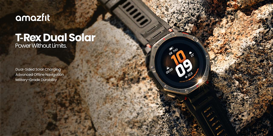 El Amazfit T-Rex Dual Solar reduce la dependencia del cargador