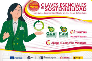 Cartel de la campaña 2026 de AAEL/FAEL de apoyo al comercio local del sector Electro+Hogar en Andalucía.